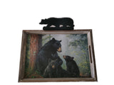 13.25" + 9.5" Wooden Tray With Bear Symbol By HAUTMAN BROTHER DBV13411F