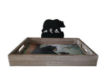 13.25" + 9.5" Wooden Tray With Bear Symbol By HAUTMAN BROTHER DBV13411F