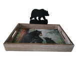 13.25" + 9.5" Wooden Tray With Bear Symbol By HAUTMAN BROTHER DBV13411F