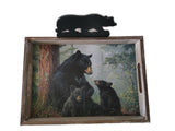 13.25" + 9.5" Wooden Tray With Bear Symbol By HAUTMAN BROTHER DBV13411F