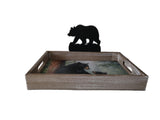 13.25" + 9.5" Wooden Tray With Bear Symbol By HAUTMAN BROTHER DBV13411F