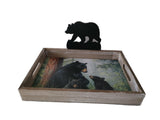 13.25" + 9.5" Wooden Tray With Bear Symbol By HAUTMAN BROTHER DBV13411F