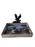 13.25" + 9.5" Wooden Tray With Eagle Symbol By JAMES A. MEGER DBV13411G