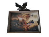 13.25" + 9.5" Wooden Tray With Eagle Symbol By JAMES A. MEGER DBV13411H