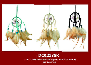 2.5" D Globe Dream Catcher (Set Of 6 Colors Asst'd) DC02188K