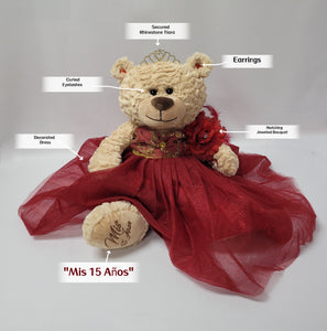20" Quince Light Brown Bear With Embroidery "Mis 15 Anos" - B16632-3 Pink