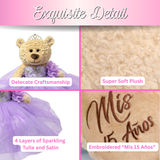 20" Quince Light Brown Bear With Embroidery "Mis 15 Anos" - B16632-5  Lavender