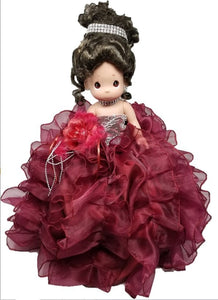18" Precious Moments Doll With Ruffles - ARC8421-7R Burgundy - Kinnex Dolls | ARC8421-7R |