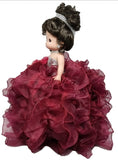 18" Precious Moments Doll With Ruffles - ARC8421-7R Burgundy - Kinnex Dolls | ARC8421-7R |