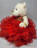 16" Quince Bear With Ruffles - ARC16831-14R Red (Made to Order) - Kinnex Dolls | ARC16831-14R |