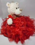 16" Quince Bear With Ruffles - ARC16831-14R Red (Made to Order) - Kinnex Dolls | ARC16831-14R |