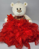 16" Quince Bear With Ruffles - ARC16831-14R Red (Made to Order) - Kinnex Dolls | ARC16831-14R |