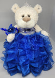 16" Quince Bear With Ruffles - ARC16831-15R Royal Blue (Made to Order) - Kinnex Dolls | ARC16831-15R |