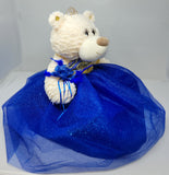 16" Quince Bear With Tulle - ARC16831-15 Royal Blue (Made to Order) - Kinnex Dolls | ARC16831-15 |