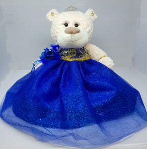 16" Quince Bear With Tulle - ARC16831-15 Royal Blue (Made to Order) - Kinnex Dolls | ARC16831-15 |