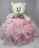 16" Quince Bear With Ruffles - ARC16831-3R Pink (Made to Order) - Kinnex Dolls | ARC16831-3R |