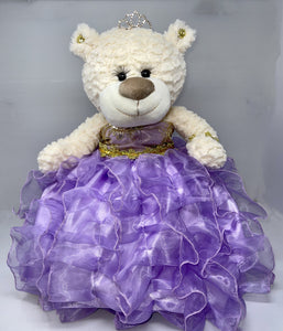 16" Quince Bear With Ruffles - ARC16831-5R Lavender (Made to Order) - Kinnex Dolls | ARC16831-5R |