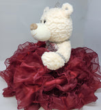 16" Quince Bear With Ruffles - ARC16831-7R Burgundy (Made to Order) - Kinnex Dolls | ARC16831-7R |