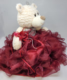 16" Quince Bear With Ruffles - ARC16831-7R Burgundy (Made to Order) - Kinnex Dolls | ARC16831-7R |