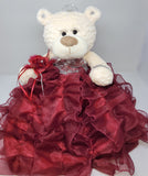 16" Quince Bear With Ruffles - ARC16831-7R Burgundy (Made to Order) - Kinnex Dolls | ARC16831-7R |