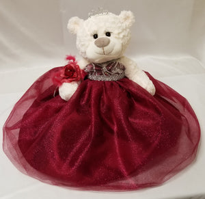 16" Quince Bear With Tulle - ARC16831-7 Burgundy (Made to Order) - Kinnex Dolls | ARC16831-7 |
