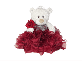 16" Quince Bear With Ruffles - ARC16831-7R Burgundy (Made to Order) - Kinnex Dolls | ARC16831-7R |