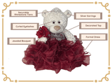 16" Quince Bear With Ruffles - ARC16831-7R Burgundy (Made to Order) - Kinnex Dolls | ARC16831-7R |