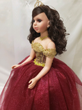 28" 15th Years Doll With Tulle - ARC28999-7 Burgundy