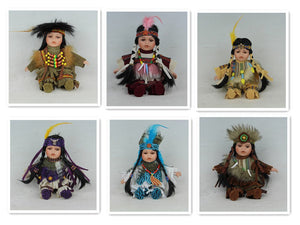 8" Porcelain Indian Doll "Little Cubs" (Set Of 12, 6 Asst'd) D08672K - Kinnex Dolls | D08672K |