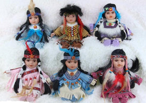 8" Porcelain Indian Doll "Little Cubs" (Set Of 12, 6 Asst'd) D08737K - Kinnex Dolls | D08737K |