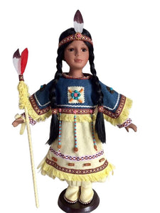 SAHANA, 16" PORCELAIN INDIAN DOLL D16731 - Kinnex Dolls | D16731 |