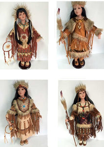 24" Porcelain Indian Doll, Set Of 4 (1 Set/CTN)D24700K - Kinnex Dolls | D24700K |