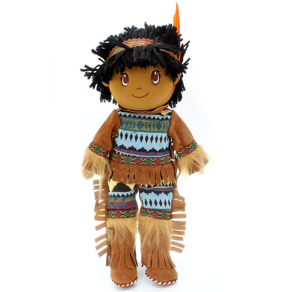 Kinnex Collections 14-Inch Native American Plush Rag Dolls - Atul & Aruna Handmade Cloth Dolls