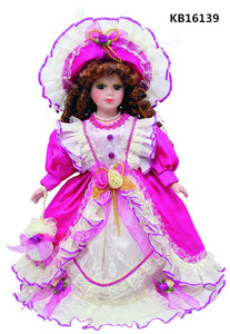 16" Victorian Doll In Fushia Dress - ALEXANDRA- KB16139 - Kinnex Dolls | KB16139 |