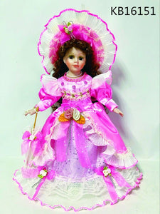 16" Victorian Doll In Pink Dress - CAROLINE- KB16151 - Kinnex Dolls | KB16151 |