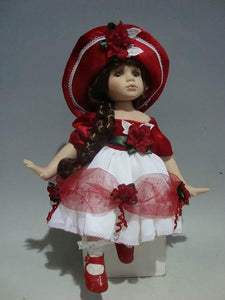 18" Xmas Girl In Red With Brunette Hair KC18202 - Kinnex Dolls | KC182002 |