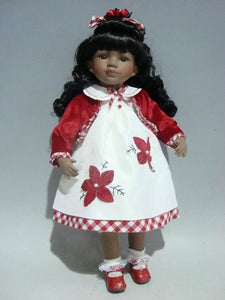 18" Xmas Black Girl Doll In Red KC18205 - Kinnex Dolls | KC18205 |
