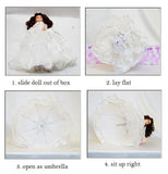 18" Sleeveless Umbrella Quince Dolls KB18724-1B White - Kinnex Dolls | KB18724-1B |